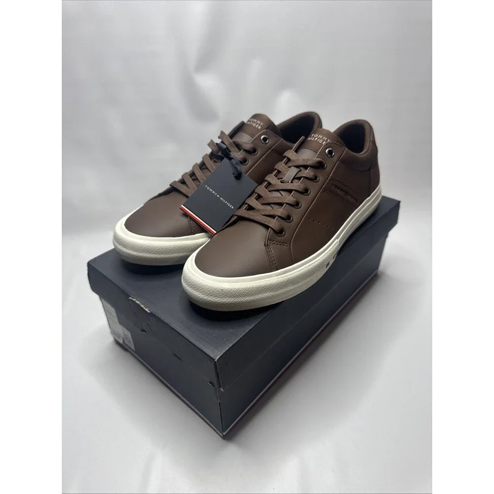 Tommy Hilfiger Lth Street Leather Low-Top Sneakers Cocoa Brown Mens Size 11 NWT